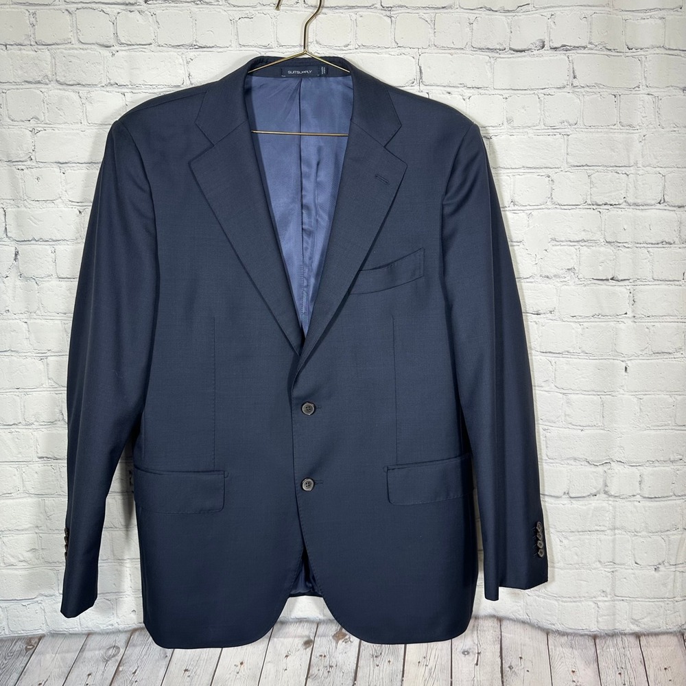 Suitsupply Lazio Navy Blue Wool Blazer Vitale Barberis Canonico 44R Slim C2778MI